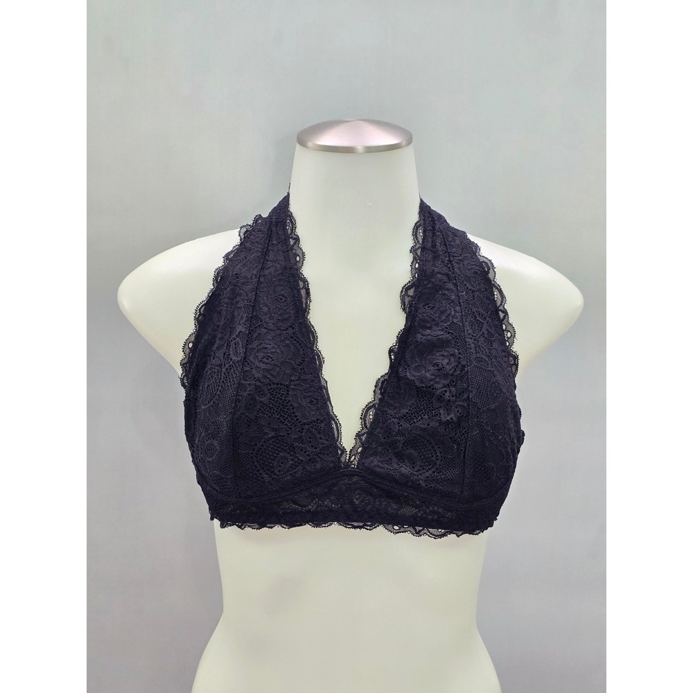Free Press Black Whimsy Romantic Boudoir Bridal Cottage Lingerie Lace Bralette L